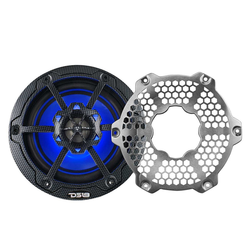 Load image into Gallery viewer, NXL 6.5&quot; 2-Way Coaxial Marine Speaker With LED RGB Lights 100 Watts Rms 4-Ohm - Black Carbon Fiber - Skoutley Outdoors LLC
