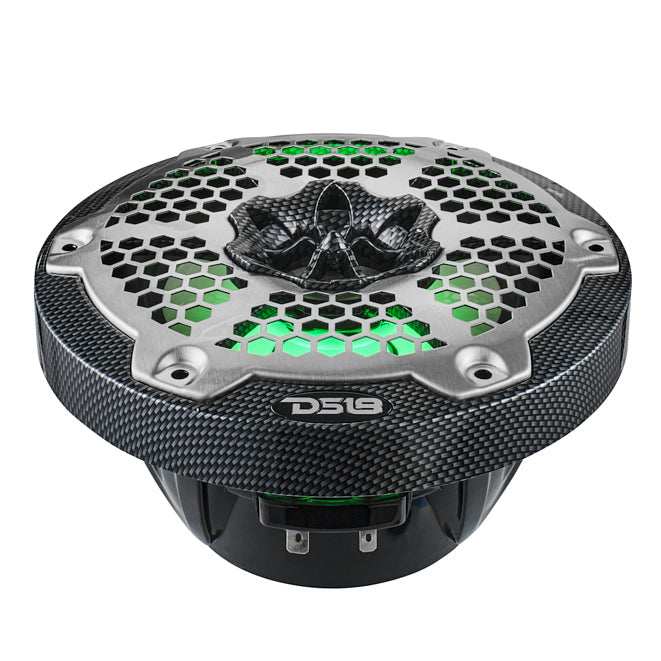 Load image into Gallery viewer, NXL 6.5&quot; 2-Way Coaxial Marine Speaker With LED RGB Lights 100 Watts Rms 4-Ohm - Black Carbon Fiber - Skoutley Outdoors LLC
