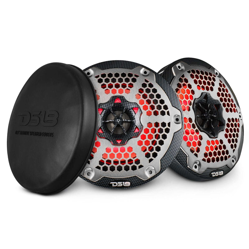 Load image into Gallery viewer, NXL 6.5&quot; 2-Way Coaxial Marine Speaker With LED RGB Lights 100 Watts Rms 4-Ohm - Black Carbon Fiber - Skoutley Outdoors LLC
