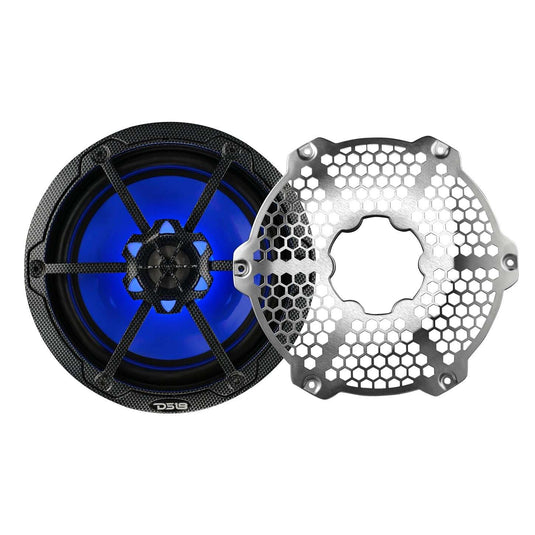 NXL 8" 2-Way Coaxial Marine Speaker With LED RGB Lights 125 Watts Rms 4-Ohm - Black Carbon Fiber - Skoutley Outdoors LLC