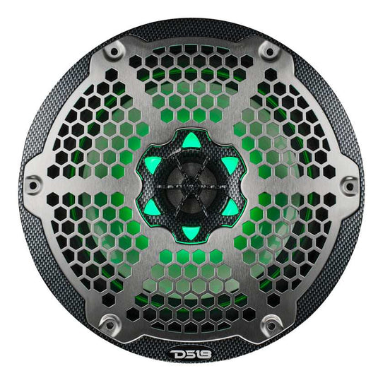 NXL 8" 2-Way Coaxial Marine Speaker With LED RGB Lights 125 Watts Rms 4-Ohm - Black Carbon Fiber - Skoutley Outdoors LLC