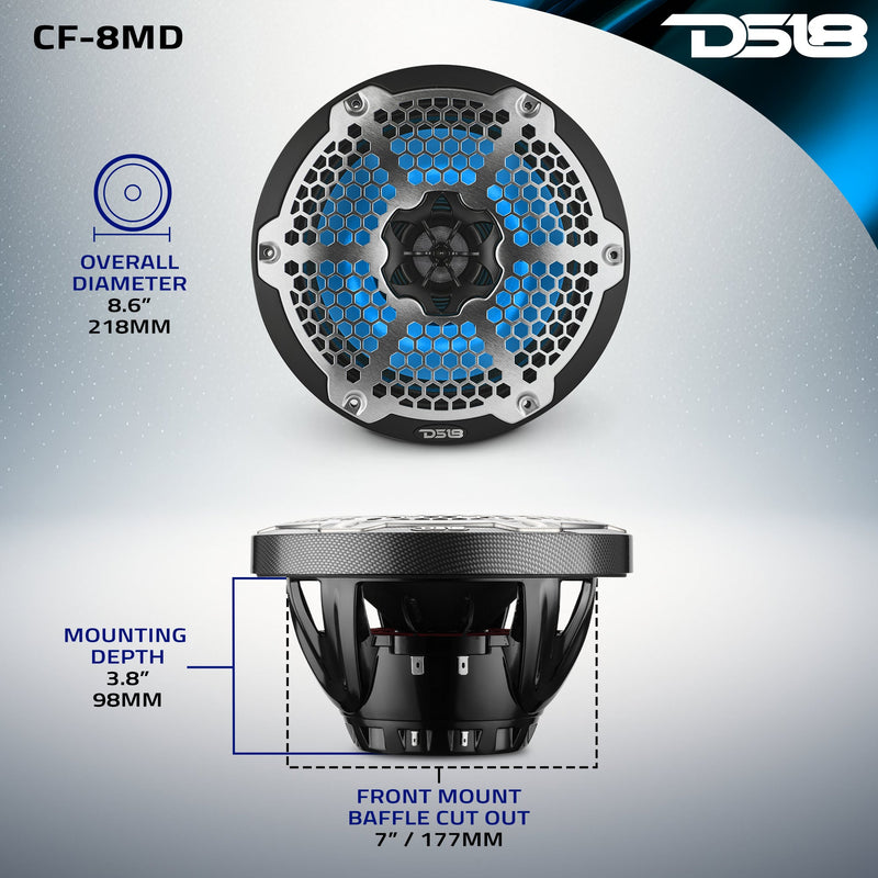 Load image into Gallery viewer, 8” Marine 2-Way Hybrid Speaker with RGB LED, Compression Driver and Neodymium Magnet | 350W RMS 4-Ohm
