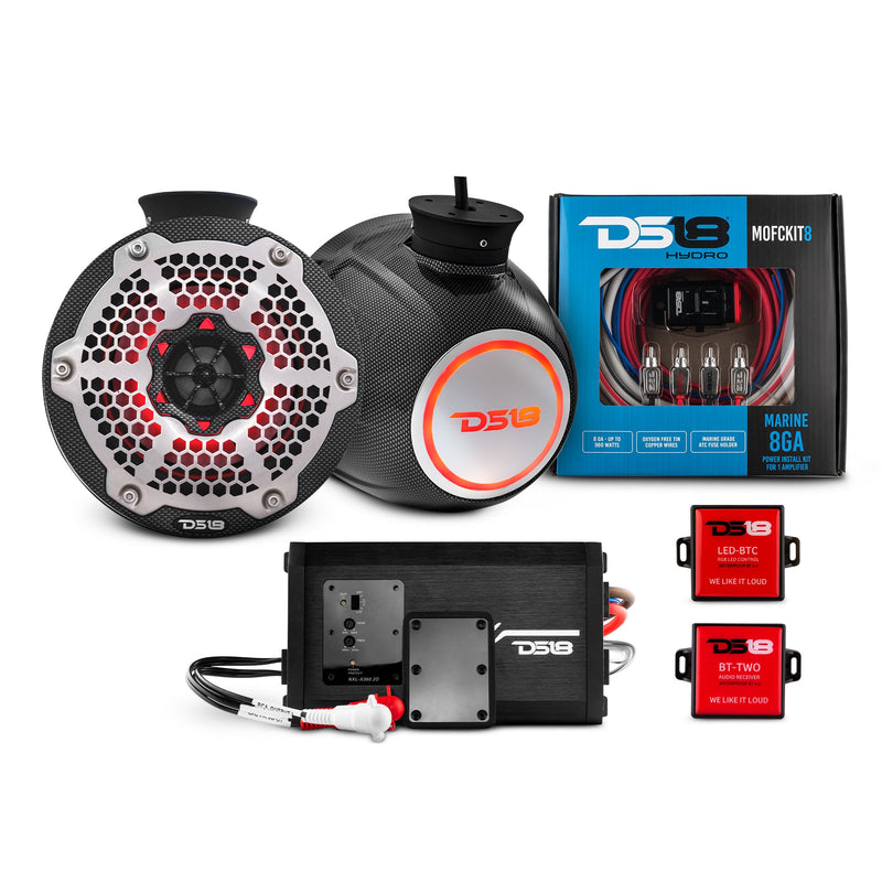 Load image into Gallery viewer, 6.5&quot; Compact Speaker Tower with Marine Amplifier, Installation Kit, and RGB LED Lights - Perfect Package for Jet Ski
