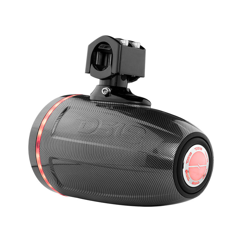 Load image into Gallery viewer, NXL 6.5&quot; Neodymium Marine and Powersports Towers with Built-in Passive Radiator, 1&quot; Driver and LED RGB Lights 150 Watts Rms -Black Carbon Fiber
