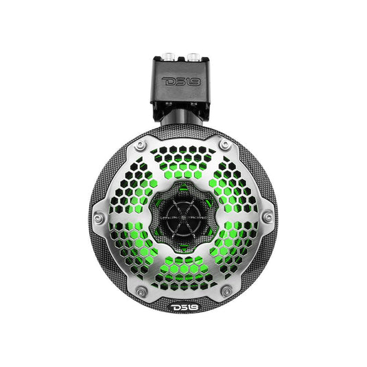 NXL 6.5" Neodymium Marine and Powersports Towers with Built-in Passive Radiator, 1" Driver and LED RGB Lights 150 Watts Rms -Black Carbon Fiber