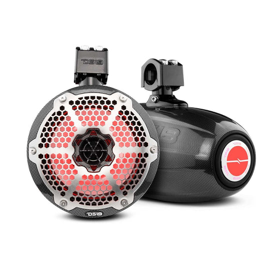 NXL 8" Neodymium Marine and Powersports Towers with Built-in Passive Radiator, 1" Driver and LED RGB Lights 180 Watts Rms - Skoutley Outdoors LLC