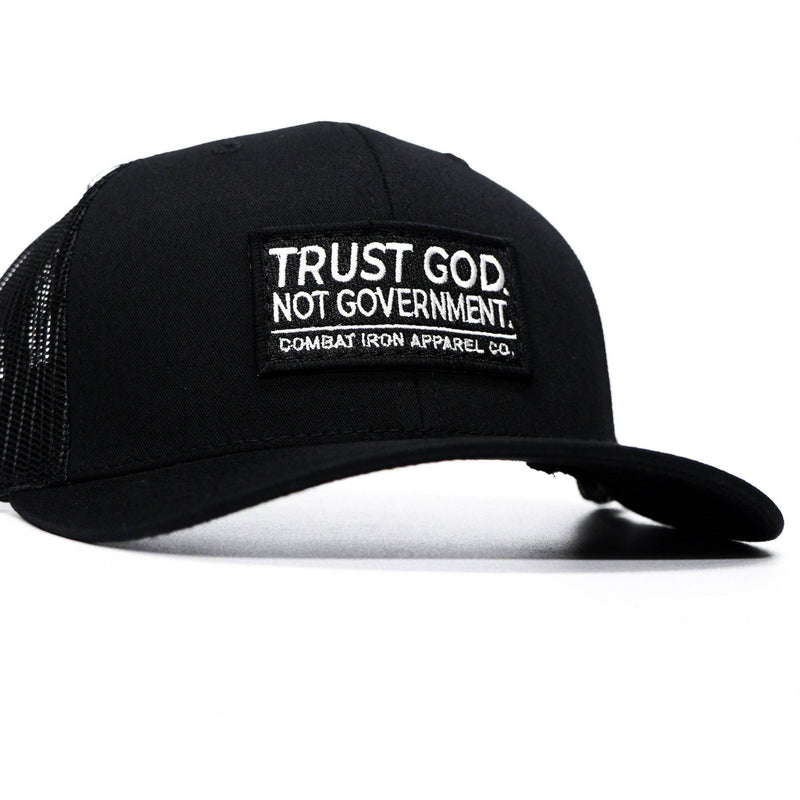 Load image into Gallery viewer, Trust God. Not Government. Mid-Profile Mesh Snapback
