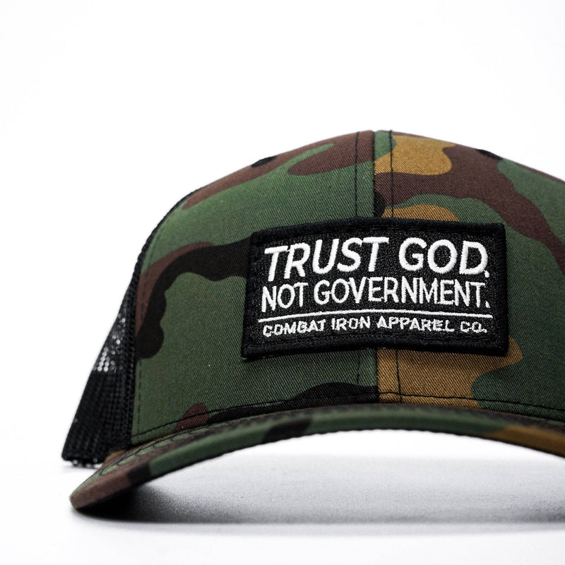 Load image into Gallery viewer, Trust God. Not Government. Mid-Profile Mesh Snapback
