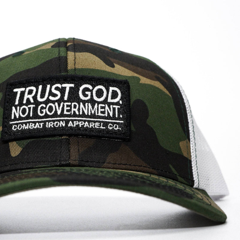Load image into Gallery viewer, Trust God. Not Government. Mid-Profile Mesh Snapback
