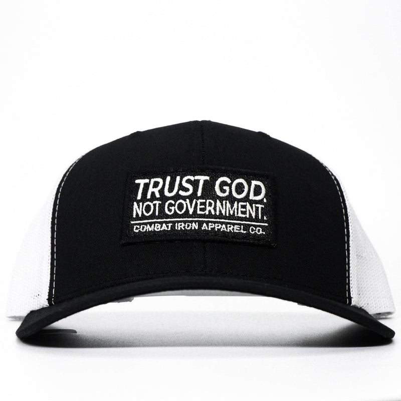 Load image into Gallery viewer, Trust God. Not Government. Mid-Profile Mesh Snapback
