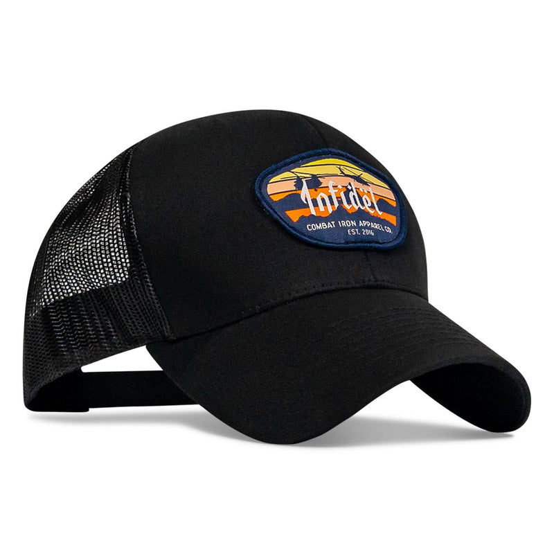 Load image into Gallery viewer, Infidel Helicopter Mountain Scene Patch Snapback Hat
