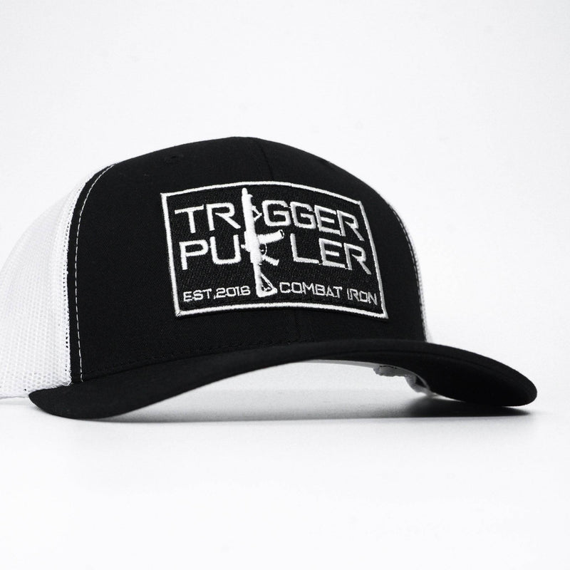 Load image into Gallery viewer, Trigger Puller Black Mid-Profile Mesh Snapback Hat
