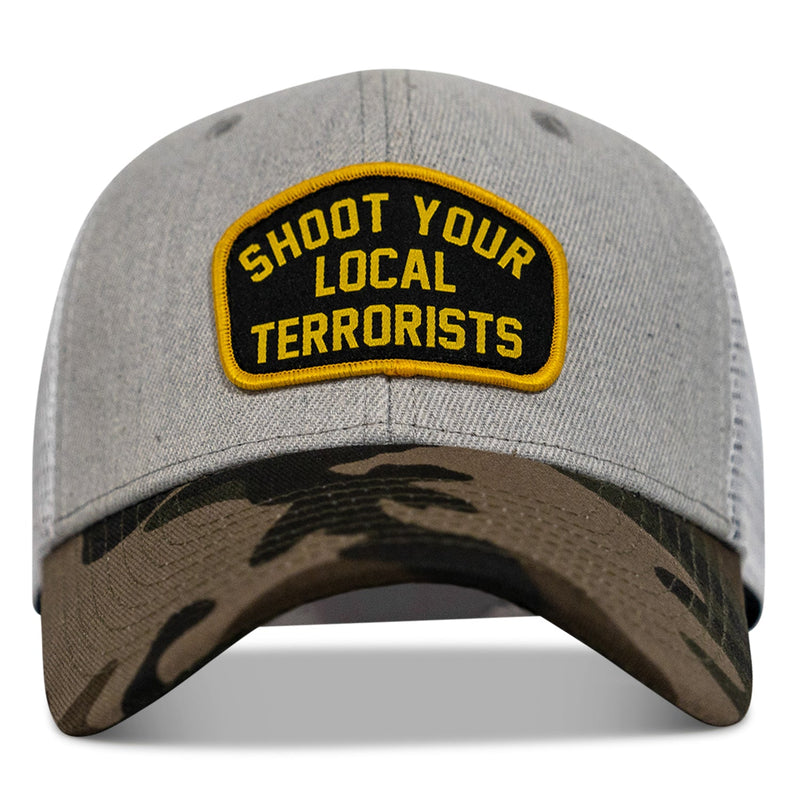 Load image into Gallery viewer, Shoot Your Local Terrorists Patch Snapback Hat
