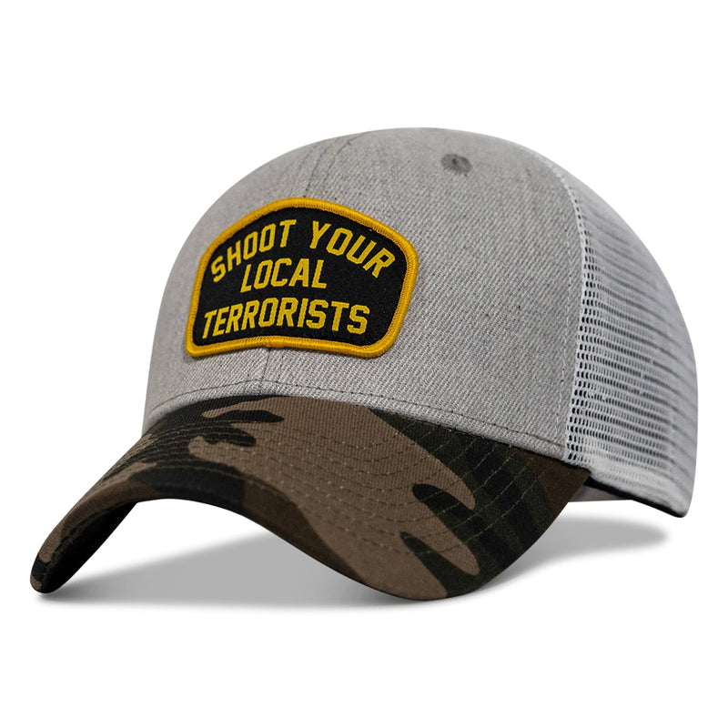 Load image into Gallery viewer, Shoot Your Local Terrorists Patch Snapback Hat
