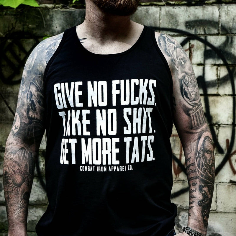 Load image into Gallery viewer, Give No Fucks. Take No Shit. Get More Tat&#39;s. Men&#39;s Tank

