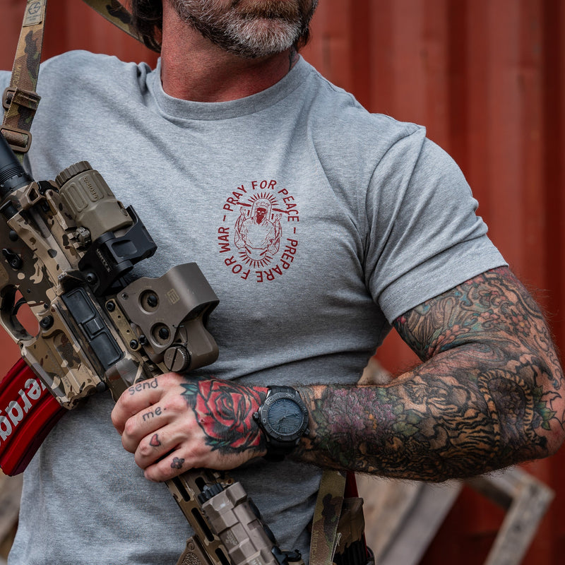 Load image into Gallery viewer, Pray For Peace. Prepare For War. Men&#39;s T-Shirt
