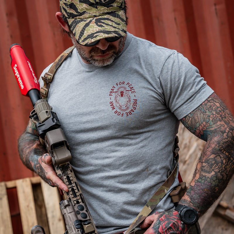 Load image into Gallery viewer, Pray For Peace. Prepare For War. Men&#39;s T-Shirt
