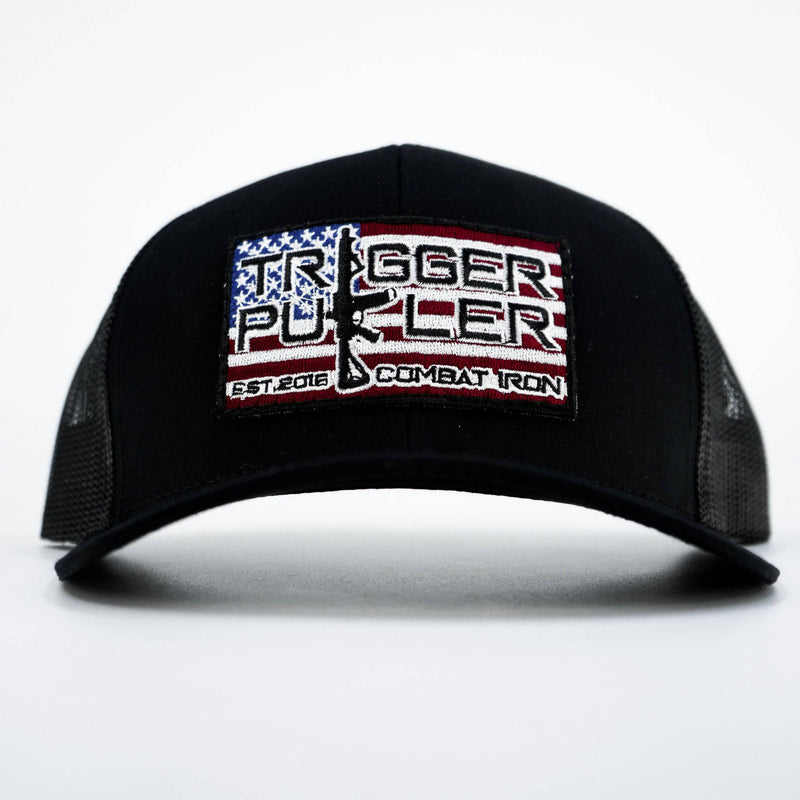 Load image into Gallery viewer, Trigger Puller American Flag Patch Mid-Profile Mesh Snapback Hat

