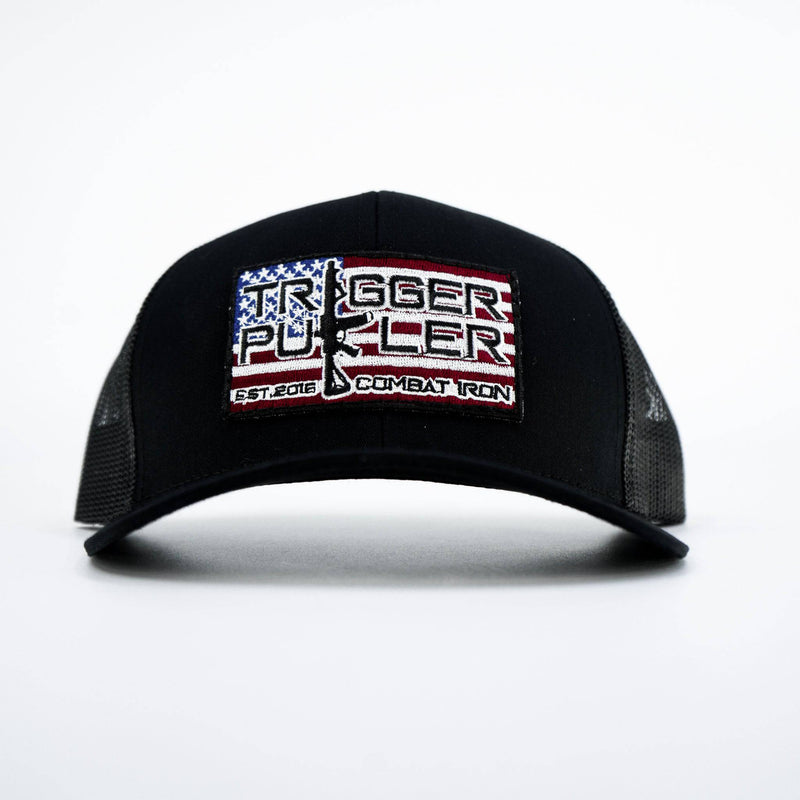 Load image into Gallery viewer, Trigger Puller American Flag Patch Mid-Profile Mesh Snapback Hat
