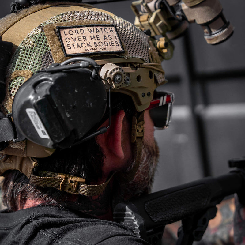 Load image into Gallery viewer, Lord Watch Over Me As I Stack Bodies Soft Velcro Patch
