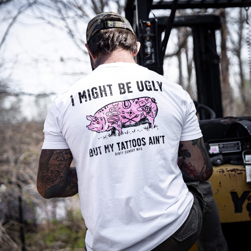 Load image into Gallery viewer, I Might Be Ugly but My Tattoos Ain&#39;t Pig Men&#39;s T-Shirt
