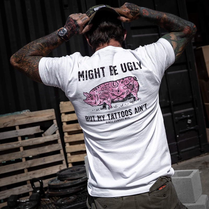Load image into Gallery viewer, I Might Be Ugly but My Tattoos Ain&#39;t Pig Men&#39;s T-Shirt
