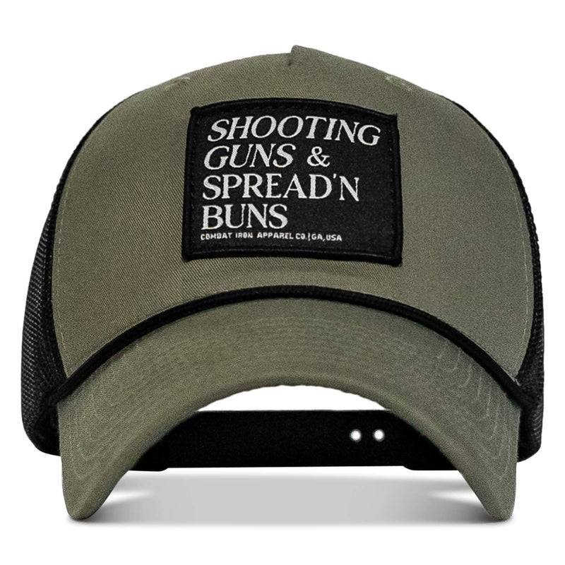 Load image into Gallery viewer, Shooting Guns &amp; Spread&#39;n Buns Patch Rope Snapback Hat

