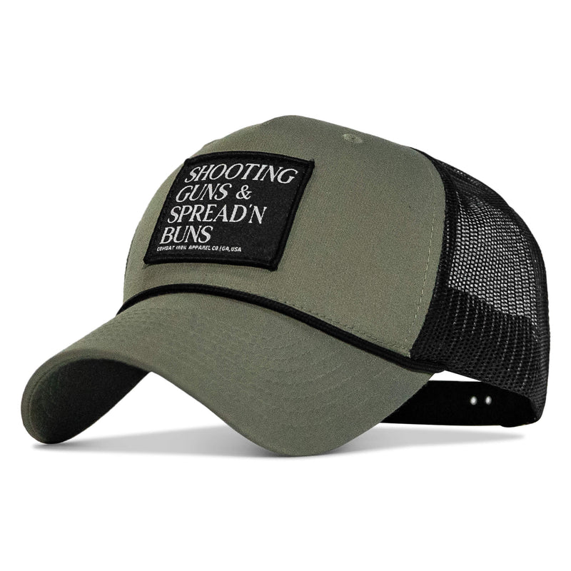 Load image into Gallery viewer, Shooting Guns &amp; Spread&#39;n Buns Patch Rope Snapback Hat
