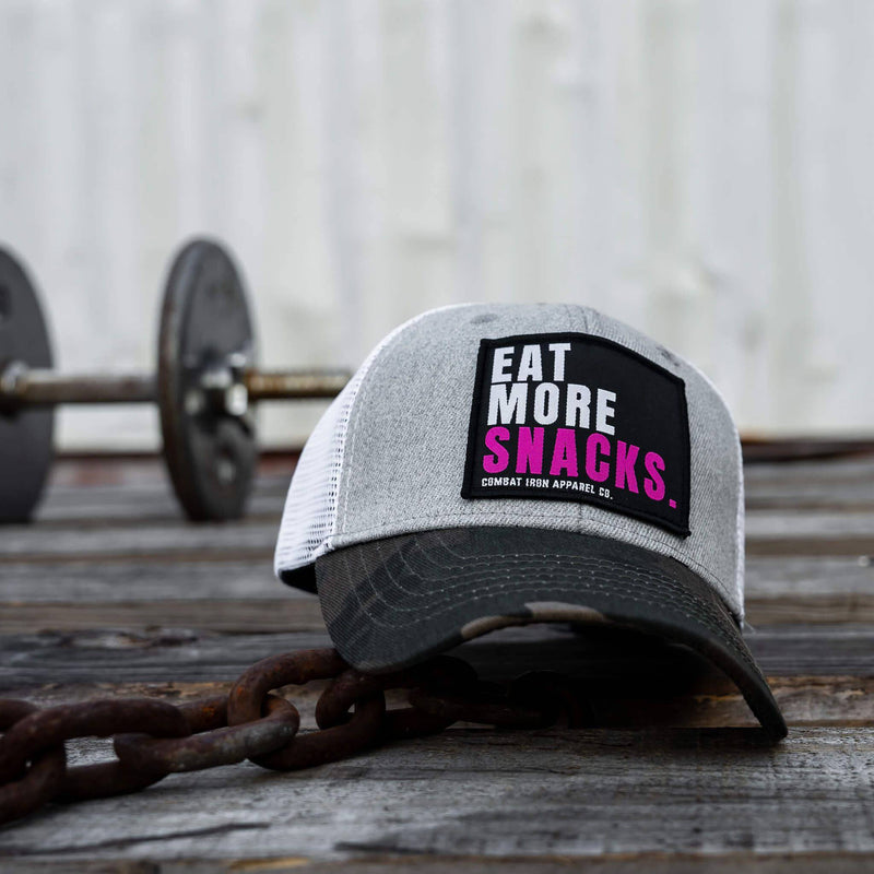 Load image into Gallery viewer, Eat More Snacks Patch Snapback Hat
