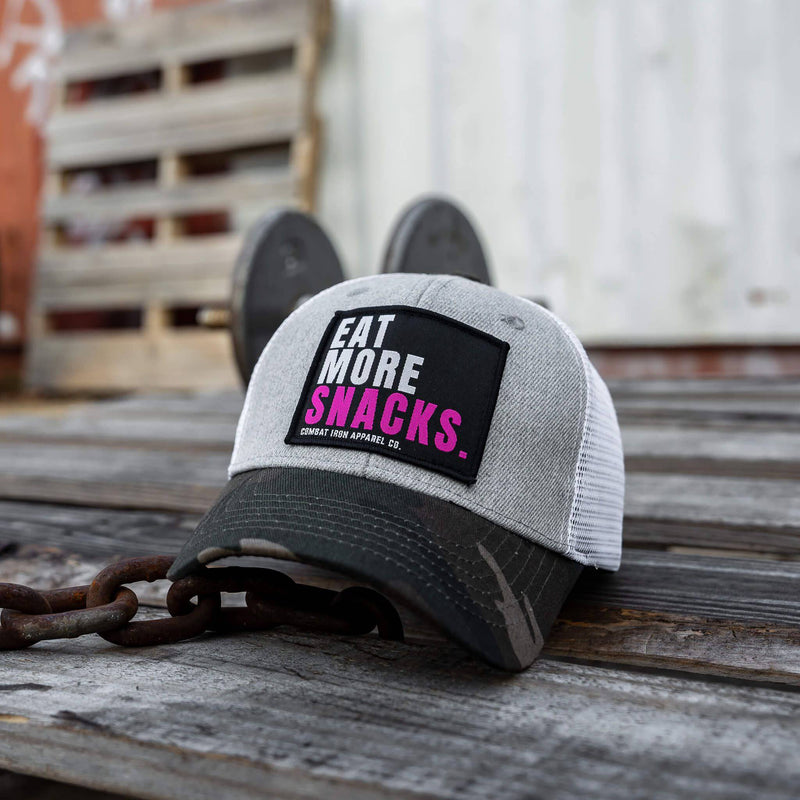 Load image into Gallery viewer, Eat More Snacks Patch Snapback Hat
