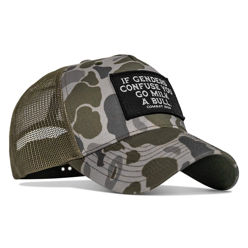 Load image into Gallery viewer, If Genders Confuse You, Go Milk A Bull Patch Snapback Hat
