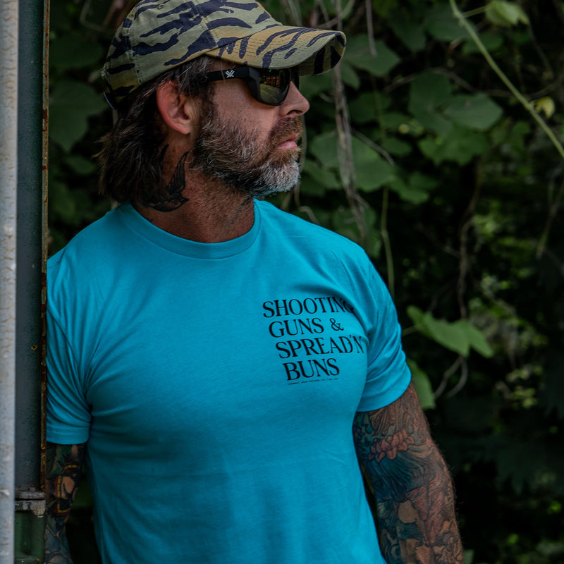 Load image into Gallery viewer, Shooting Guns &amp; Spread&#39;n Buns Men&#39;s T-Shirt
