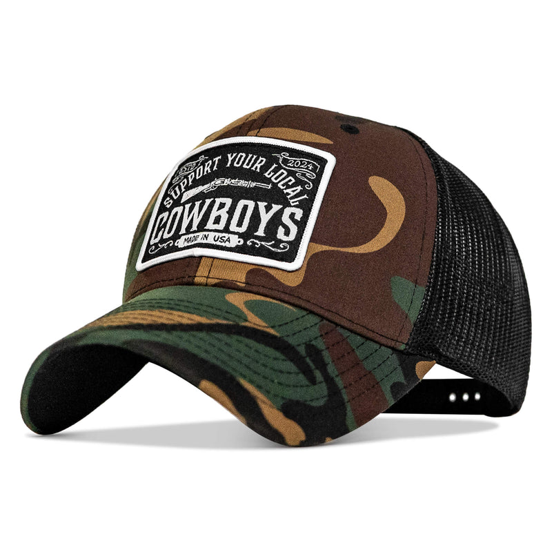 Load image into Gallery viewer, Support Your Local Cowboys Patch Snapback Hat
