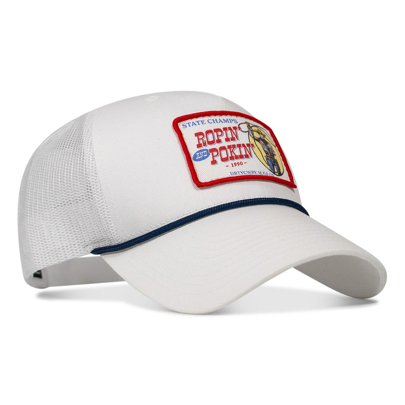 Load image into Gallery viewer, Ropin&#39; and Pokin&#39; Dirty Cowboys Patch Rope SnapBack Hat
