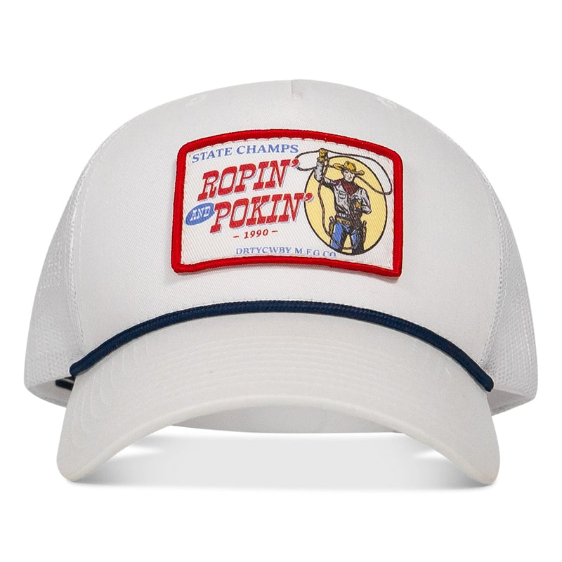 Load image into Gallery viewer, Ropin&#39; and Pokin&#39; Dirty Cowboys Patch Rope SnapBack Hat
