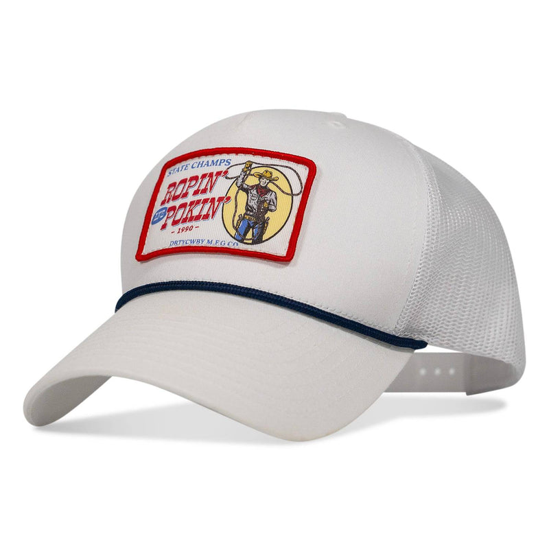 Load image into Gallery viewer, Ropin&#39; and Pokin&#39; Dirty Cowboys Patch Rope SnapBack Hat
