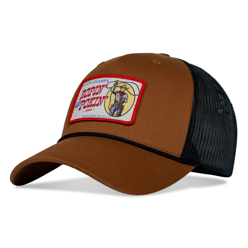 Load image into Gallery viewer, Ropin&#39; and Pokin&#39; Dirty Cowboys Patch Rope SnapBack Hat
