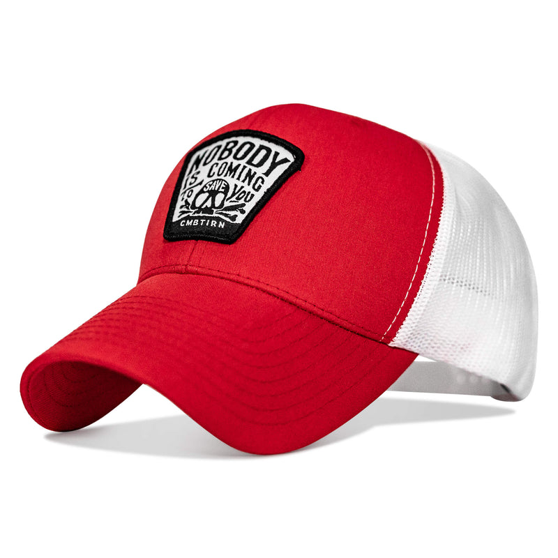 Load image into Gallery viewer, Nobody Is Coming To Save You Skull Patch Snapback Hat
