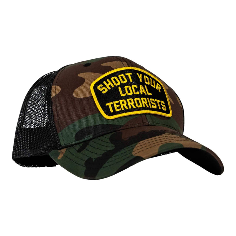 Load image into Gallery viewer, Shoot Your Local Terrorists Patch Snapback Hat
