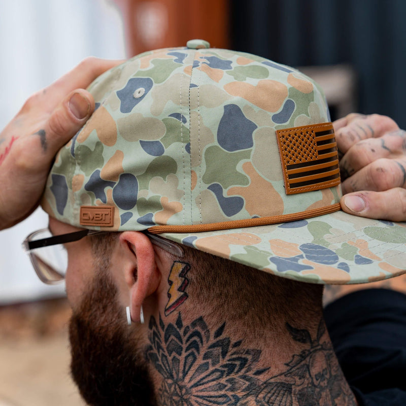 Load image into Gallery viewer, American Flag Leather Patch Crushable Rope Snapback Hat
