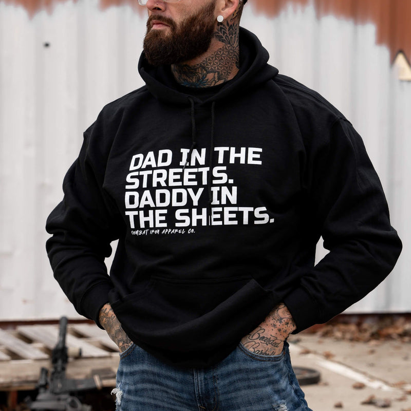 Load image into Gallery viewer, Dad In The Streets. Daddy In The Sheets. Men's Hoodie
