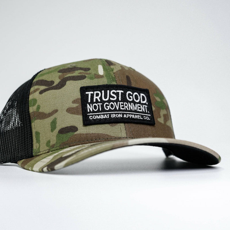 Load image into Gallery viewer, Trust God. Not Government. Mid-Profile Mesh Snapback
