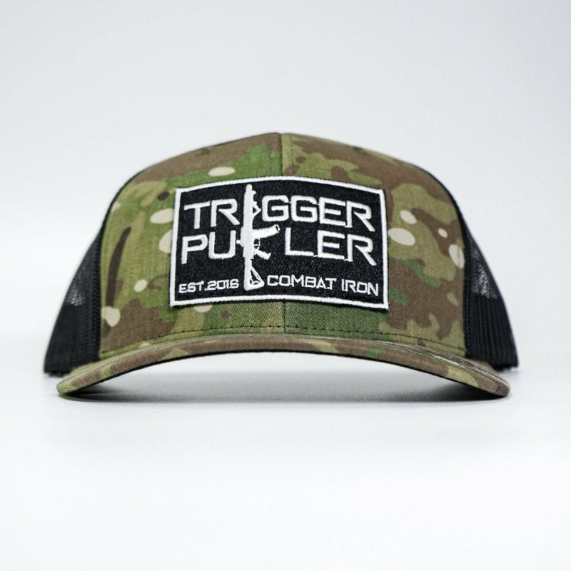Load image into Gallery viewer, Trigger Puller Black Mid-Profile Mesh Snapback Hat
