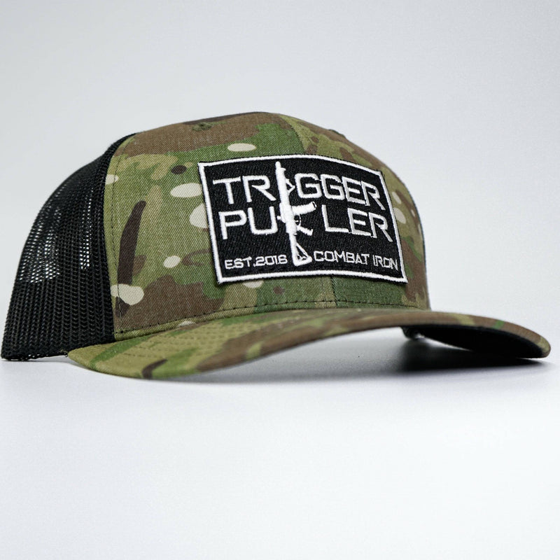 Load image into Gallery viewer, Trigger Puller Black Mid-Profile Mesh Snapback Hat
