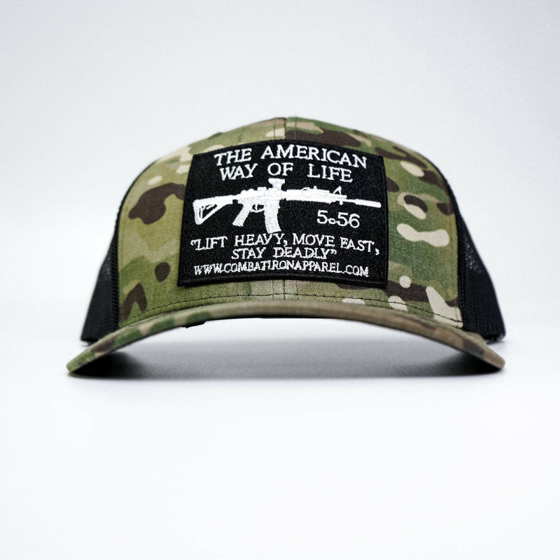 Load image into Gallery viewer, American Way Of Life 5.56 Black Patch Edition Mid-Profile Mesh Snapback
