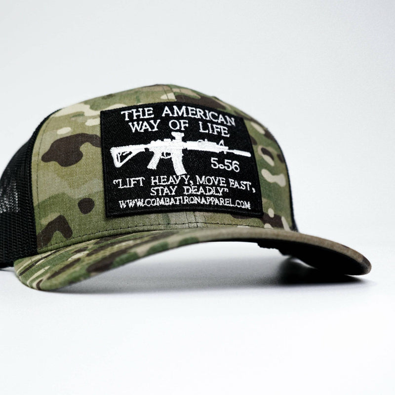 Load image into Gallery viewer, American Way Of Life 5.56 Black Patch Edition Mid-Profile Mesh Snapback
