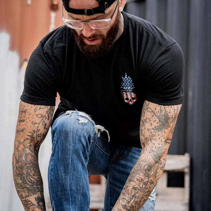 Load image into Gallery viewer, American Flag USA Pineapple Grenade Men&#39;s T-Shirt
