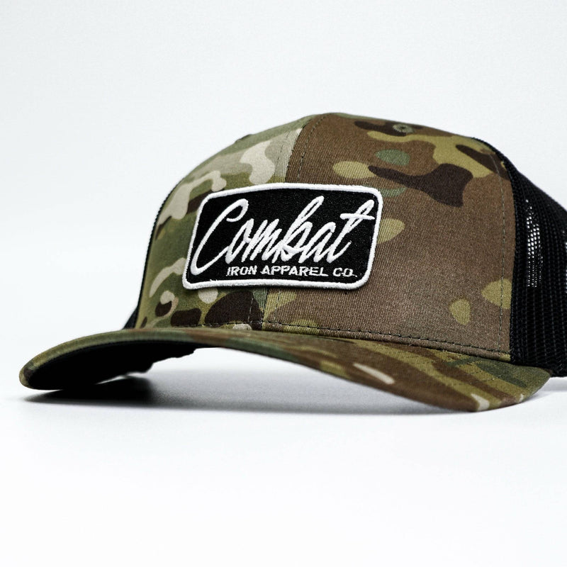 Load image into Gallery viewer, Combat Script Patch Mid-Profile Mesh Snapback Hat
