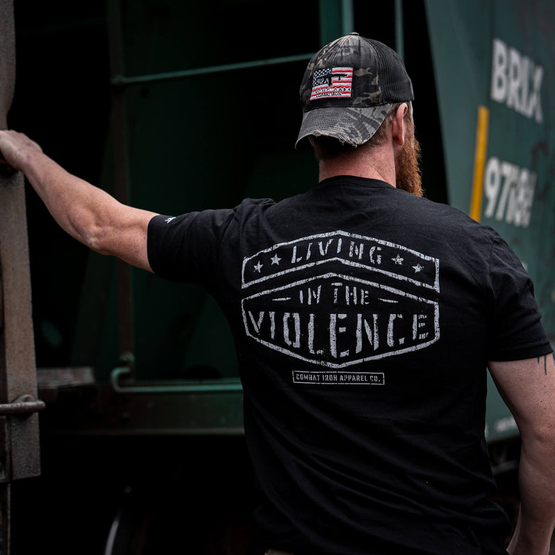 Load image into Gallery viewer, LIVING IN THE VIOLENCE MEN’S T-SHIRT
