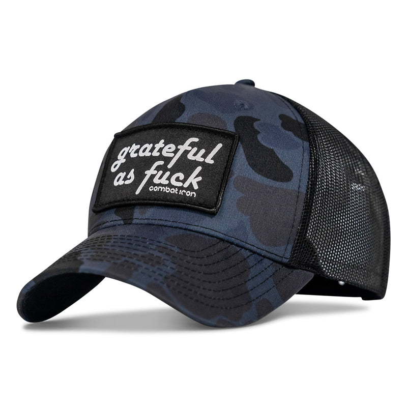 Load image into Gallery viewer, Grateful As F*ck Patch Mesh Snapback Hat
